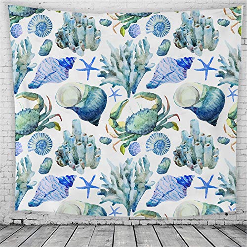 OTIAN Tapiz Macrame Mar Colgante De Pared Animales del Océano para Sala De Estar Dormitorio Caballito De Mar Tortuga Pulpo Ballena Dormitorio Decoración del Hogar Regalo para Familia 150 * 100 CM
