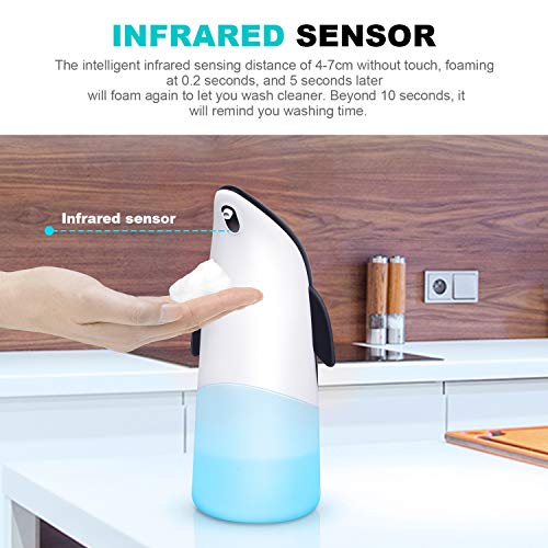 OTTC Dispensador automático de jabón, dispensador automático de jabón espumoso sin Contacto, Sensor de Movimiento infrarrojo 300ML Dispensador de jabón Manos Libres para Cocina y baño, Blcak