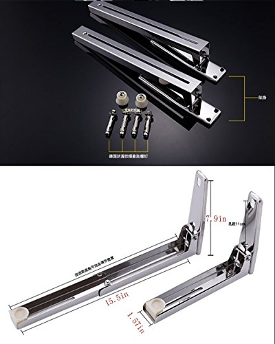 OTTOCASA Soporte de Montaje de Microondas(con Gancho) en Acero Inoxidable/Soporte de Estante Multifuncional Plegable Ajustable con Gancho en Aluminio de Espacio para Cocina (Pilones)