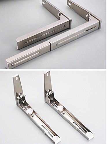 OTTOCASA Soporte de Montaje de Microondas(con Gancho) en Acero Inoxidable/Soporte de Estante Multifuncional Plegable Ajustable con Gancho en Aluminio de Espacio para Cocina (Pilones)