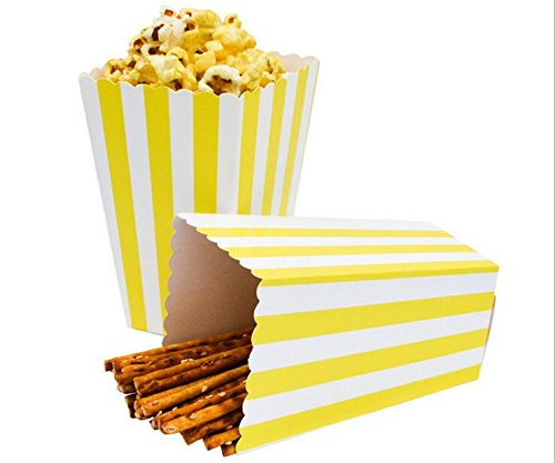 Ouinne Cajas de Palomitas, 24PCS Popcorn Boxes Maíz Envases del Sostenedor Cajas de Cartón de Bolsas de Papel para el Partido (Amarillo)