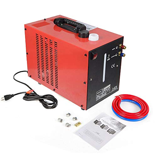 OUKANING Máquina Enfriadora de Agua de Soldador 10L WRC-300A 220V 370W Tanque de Agua de Enfriamiento de Soldadura Rojo / Azul