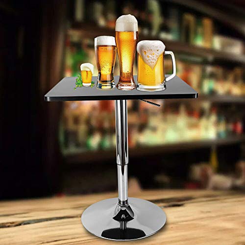 OUKANING Mesa de Bar Altura Ajustable Diseño Simple Cocina Cuadrada Mesa de Desayuno para el hogar Bar Barra de Bar Pub Mesa Superior de MDF