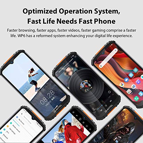 OUKITEL WP6 (4GB+128GB) IP68 Móvil Libre Resistente,6.3'' FHD+ (Gorilla Glass),10000mAh Batería Telefonos Robusto,16MP+8MP Triple Cámara Rugged Móvil,Helio P70 Dual 4G Impermeable Smartphone (Negro)