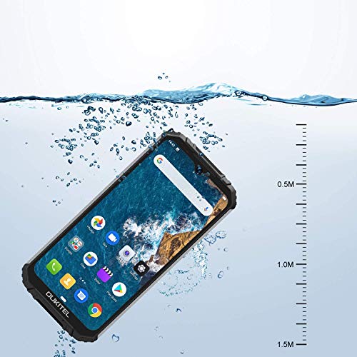 OUKITEL WP6 (4GB+128GB) IP68 Móvil Libre Resistente,6.3'' FHD+ (Gorilla Glass),10000mAh Batería Telefonos Robusto,16MP+8MP Triple Cámara Rugged Móvil,Helio P70 Dual 4G Impermeable Smartphone (Negro)