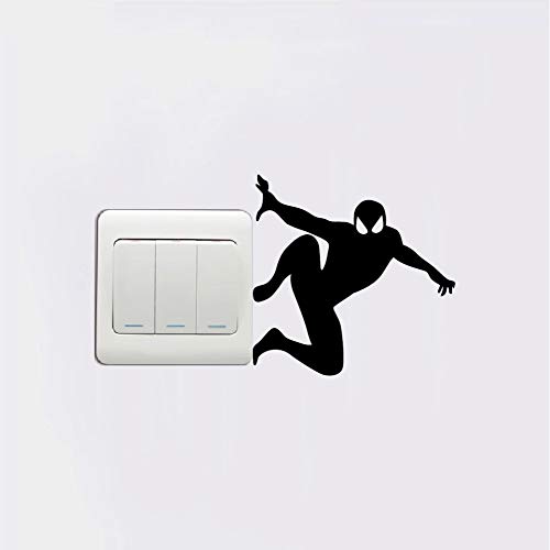 Oulensy Spiderman Silueta Interruptor de la luz Etiqueta de Dibujos Animados de superhéroes Pegatinas de Pared para niños Piezas Habitaciones Decoración