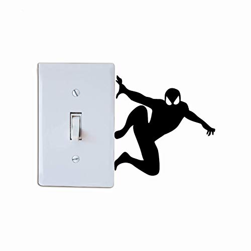 Oulensy Spiderman Silueta Interruptor de la luz Etiqueta de Dibujos Animados de superhéroes Pegatinas de Pared para niños Piezas Habitaciones Decoración