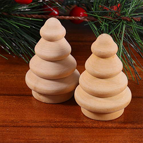OULII 10pcs blanco árbol de Navidad de madera BRICOLAJE Peg muñecas fiesta torta Toppers decoración de Navidad