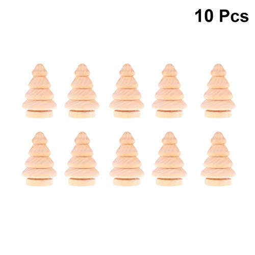 OULII 10pcs blanco árbol de Navidad de madera BRICOLAJE Peg muñecas fiesta torta Toppers decoración de Navidad