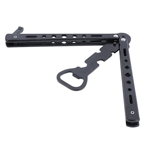 OULII Abrelatas mariposa cuchillo estilo botella abridor Metal cerveza barra de suministros (negro)