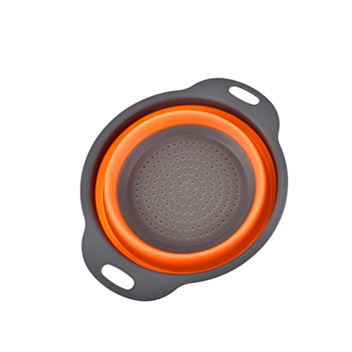 OUNONA 2 Piezas Colador de Cocina Plegable,Frutas Vegetales Lavado de la Cesta colapsable Colander Herramienta de Cocina(Naranja)