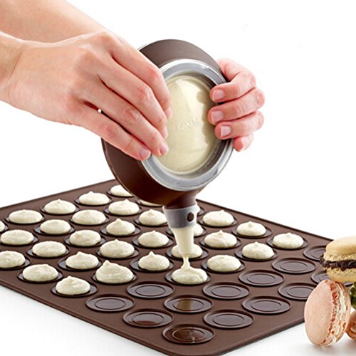 OUNONA Kit de forma posterior Macaron de 48 capacidades Bandeja para hornear con dispensador de masa Herramienta para hornear de bricolaje
