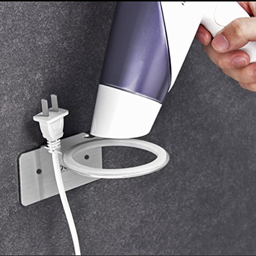 OUNONA Soporte de Secador de Pelo de Acero Inoxidable Titular de Pared Organizador de Baño 304 (Plata)