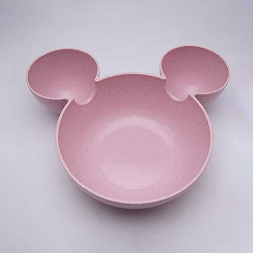 OurLeeme Platos para niños, Plato de fruta de dibujos animados Plato de cena Bandeja Comida Comida Plato de arroz Plato de comida Plato de cena para niños Reutilizable sin BPA (Rosa)