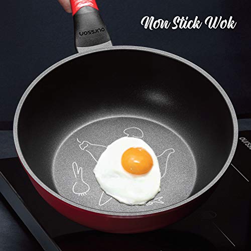 Oursson Sartén Wok de Ceramica con Recubrimiento Diamente, Antiadherente, Todo Tipo de Fuegos: Inducción, Gas, Eléctrico y Cerámica, PW2800D/RD (28cm. WOK)