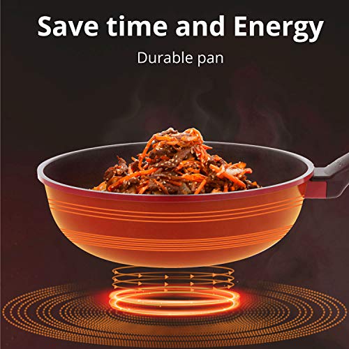 Oursson Sartén Wok de Ceramica con Recubrimiento Diamente, Antiadherente, Todo Tipo de Fuegos: Inducción, Gas, Eléctrico y Cerámica, PW2800D/RD (28cm. WOK)