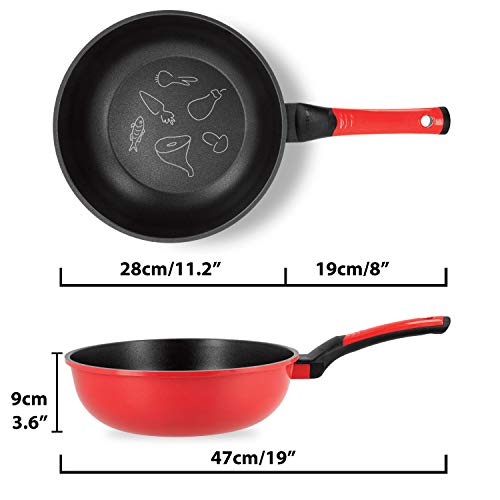 Oursson Sartén Wok de Ceramica con Recubrimiento Diamente, Antiadherente, Todo Tipo de Fuegos: Inducción, Gas, Eléctrico y Cerámica, PW2800D/RD (28cm. WOK)
