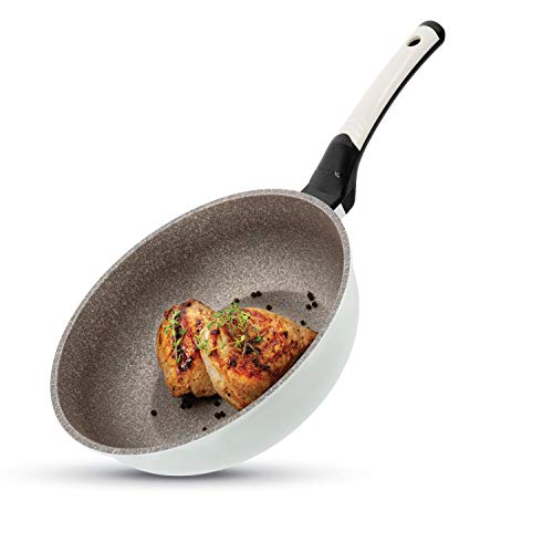 Oursson Sartén Wok de Ceramica con Recubrimiento ROCK, Antiadherente, Todo Tipo de Fuegos: Inducción, Gas, Eléctrico y Cerámica, PW2803P/IV (28cm Wok)