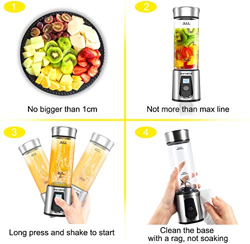 OUSMIN licuadora portátil recargable por USB, vaso exprimidor para batidos y batidos, 450 ml, batidora de frutas de mano, batidora de hielo personal para el hogar/oficina/deportes/viajes/al aire libre