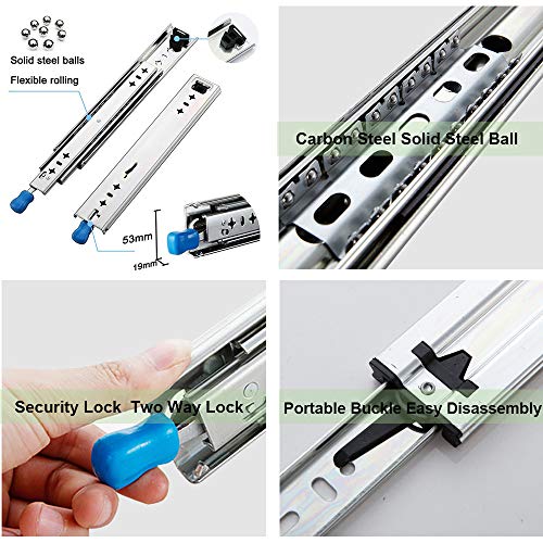 Outech 1 Par De Guías para Cajones De Servicio Pesado, 100cm / 130cm / 150cm Diapositivas De Bolas De Extensión Completa, Guías Correderas De Montaje Lateral, Capacidad De Carga De 120 Kg