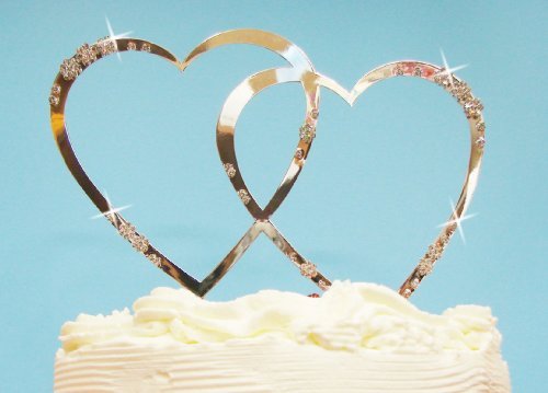 Outlet - Decoración para tarta con doble corazón de cristal con diseño de flor francesa