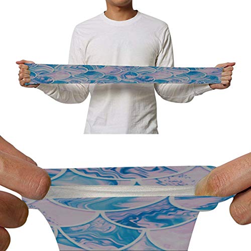 ouyjian Manga de Sol NQEONR para Mujer Escamas de Onda Coloridas con Estilo Retro Estampado de Seda de Hielo Manga de Brazo de béisbol Hombres una Manga Secado rápido y respiración