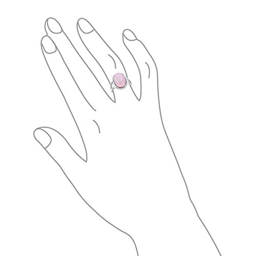 Oval Cabochon bisel piedra preciosa Split Shank Boho Declaración rosa rosa anillo de cuarzo rosa mujeres adolescente 925 plata de ley