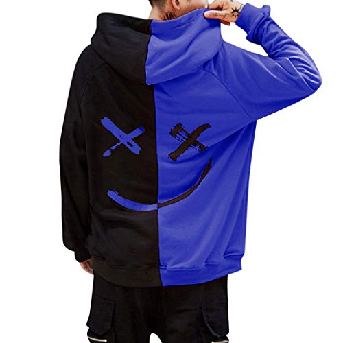 Overdose Sudadera Hombres Patchwork Slim Fit Hoodie OtoñO Moda Outwear Nueva Blusa Adolescente Top 2018 Sudadera (x-Large, Azul)