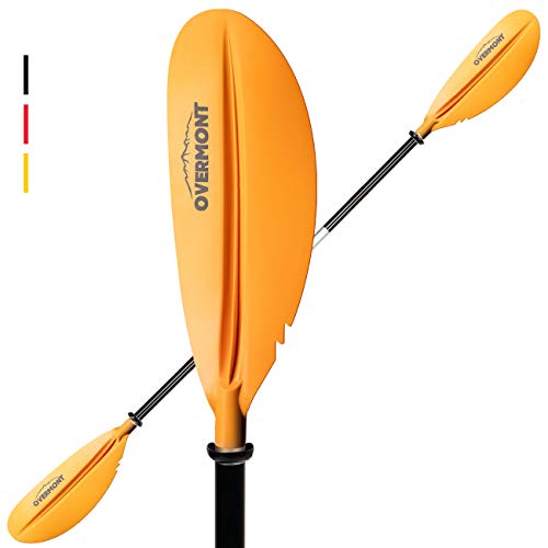 Overmont Remos Aluminio de Doble Convertibles en uno 3 Angulos Ajustables Ligero Anti-sumergido Longitud Total 222cm para Sup Kayak Piragua Canoa Barco Color Negro/Rojo/Naranja