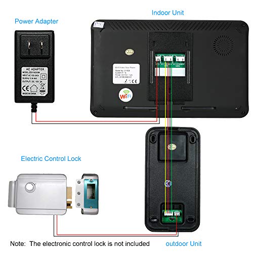 OWSOO 9 Pulgadas Videoportero WIFI Cableado, Cámara 1000TVL Impermeable + Monitor, Soporte Visión Nocturna, Control Remoto de APP, Intercomunicación Visual, Desbloqueo Remoto, Instantánea de Grabación
