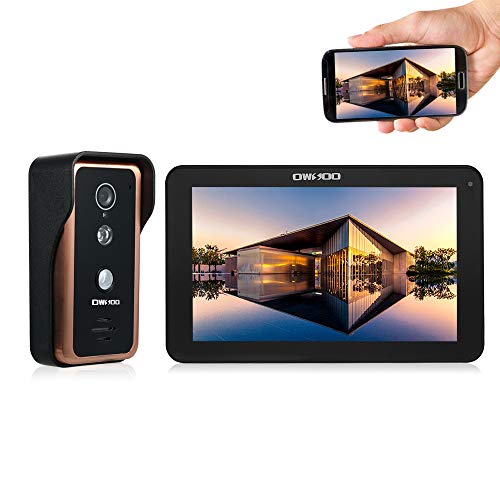 OWSOO 9 Pulgadas Videoportero WIFI Cableado, Cámara 1000TVL Impermeable + Monitor, Soporte Visión Nocturna, Control Remoto de APP, Intercomunicación Visual, Desbloqueo Remoto, Instantánea de Grabación