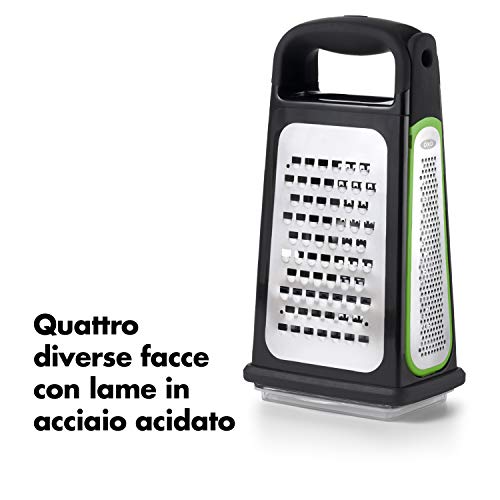 OXO Good Grips Etched Box Grater with Removable Zester Rallador, Stainless Steel, acero, talla única