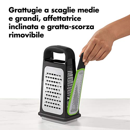 OXO Good Grips Etched Box Grater with Removable Zester Rallador, Stainless Steel, acero, talla única