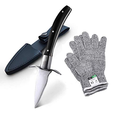 Oyster - Cuchillo, guantes anticorte con par, gadgets profesionales - Apriostricas Negro