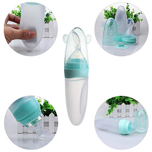 OZCOWBABY Cubiertos 90ML Cuchara Dispensadora de Comida bebé BiberóN de Cuchara de Bebé Alimentador Azul