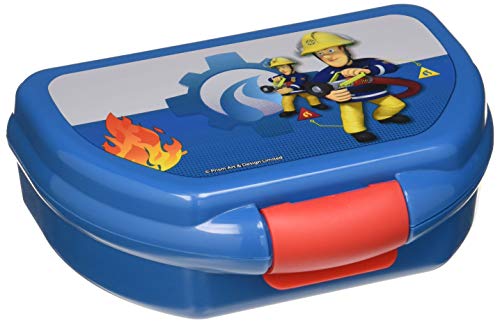 P: OS 25275 - fiambrera con motivo de bombero Sam, aprox.17 x 13.5 x 5.5 cm, hecha de plástico, libre de bpa y ftalato, ideal para el descanso para el desayuno, para el jardín de infantes y la escuela