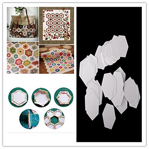 P Prettyia 200 Pedazos Plantilla de Bordado Regla Patchwork Papel Hexágono Placa de Costura, 8mm 10mm