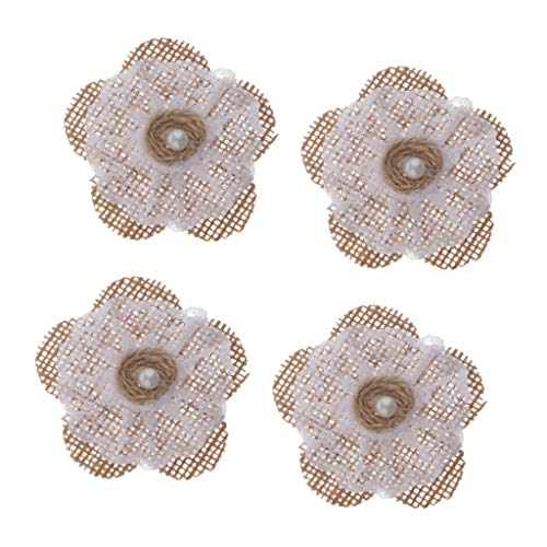 P Prettyia 4/5 Unids Flor de Encaje Artesanal Ramillete con Perlas de Imitación Accesorios para Hacer Joyas DIY - como muestra imagen, Los 7.5cm