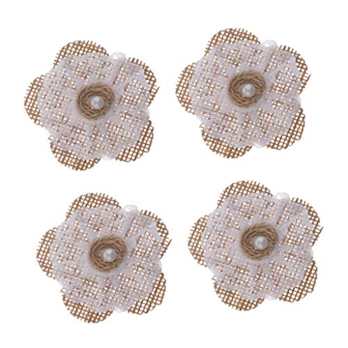 P Prettyia 4/5 Unids Flor de Encaje Artesanal Ramillete con Perlas de Imitación Accesorios para Hacer Joyas DIY - como muestra imagen, Los 7.5cm
