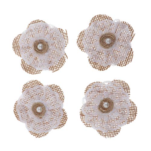 P Prettyia 4/5 Unids Flor de Encaje Artesanal Ramillete con Perlas de Imitación Accesorios para Hacer Joyas DIY - como muestra imagen, Los 7.5cm