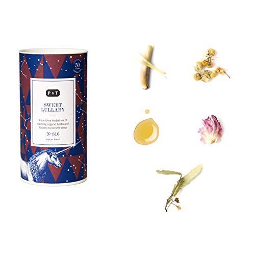 P & T Sweet Lullaby, Master Blend de Hierbas Orgánicas en Hebra a Granel, Mezcla para Dormir de Hierbas y Frutas, Sin Cafeína, Tarro con Estilo (50g / 1,7oz)