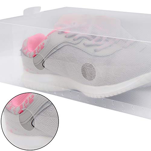 Pack 10 Cajas Guardar Zapatos Plástico Corrugado Transparente por Kurtzy - Plegables Organizador Zapatos Impermeable Cajas - Caben Zapatos Pequeños, Medianos - Ideal para Viajes