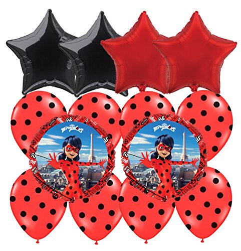 Pack 14 Globos Ladybug Especial para Fiestas DE CUMPLEAÑOS. Ideales para SU INFLADO con Helio