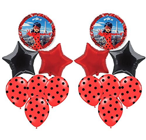 Pack 14 Globos Ladybug Especial para Fiestas DE CUMPLEAÑOS. Ideales para SU INFLADO con Helio