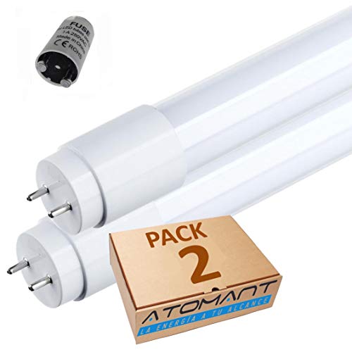 Pack 2x Tubo LED 60cm, 9W. Color Blanco Neutro (4500K). 870 Lumenes. Cebador LED incluido. T8 Standard. A++