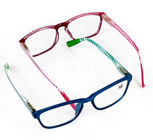 Pack 5 Gafas Lectura Vista Cansada Presbicia, Graduadas Dioptrías +1.00 hasta +3.50, con Montura de Pasta, Bisagras de Resorte, Para Leer, Unisex (+150 (833))