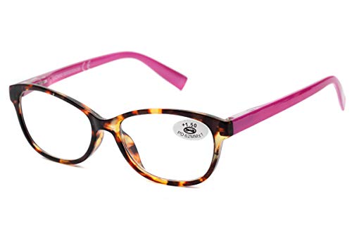 Pack 5 Gafas Lectura Vista Cansada Presbicia, Graduadas Dioptrías +1.00 hasta +4.00, con Montura de Pasta, Bisagras de Resorte, Para Leer, Unisex OM832 (+250)