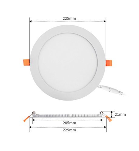 Pack 5x Panel LED redondo plano, 18W. Color Blanco Frío (6500K). 1600 lumenes. Driver incluido. Corte standard 200mm.