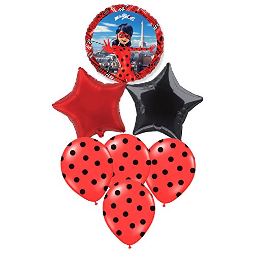 Pack 7 Globos Ladybug Especial para Fiestas DE CUMPLEAÑOS. Ideales para SU INFLADO con Helio