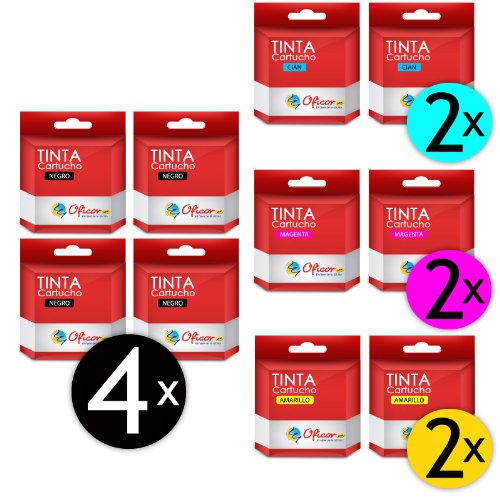 Pack de 10 Cartuchos de Tinta Oficor T0441 / T0442 / T0443 / T0444 genéricos compatibles con impresoras Epson Stylus C64 / Stylus C66 / Stylus C84 / Stylus C86 / Stylus CX3650 / Stylus CX6401